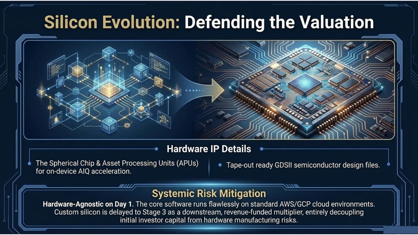 Silicon evolution slide showing software modules becoming a Spherical Chip
